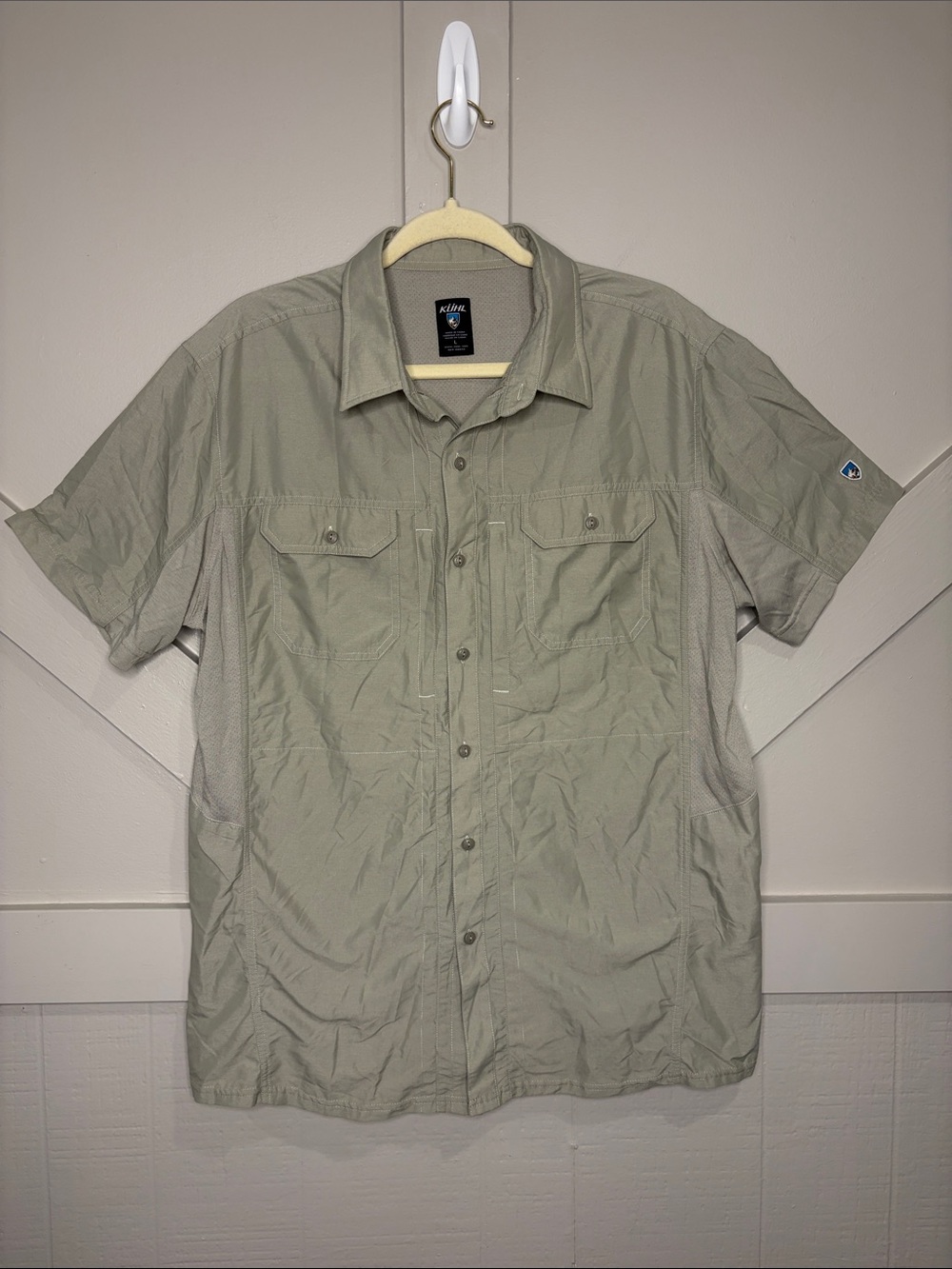 KÜHL Airspeed Short Sleeve Vented Hiking Shirt Sage Green Men's Large Outdoor